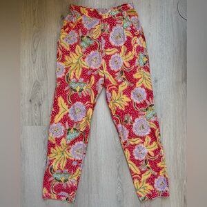RHODE RESORT Red and Yellow Floral Pants High Waisted Size XS